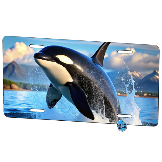 Orca Killer Whale Jumping Metal Vanity Novelty Tag License Plate for Trucks Cars SUVs