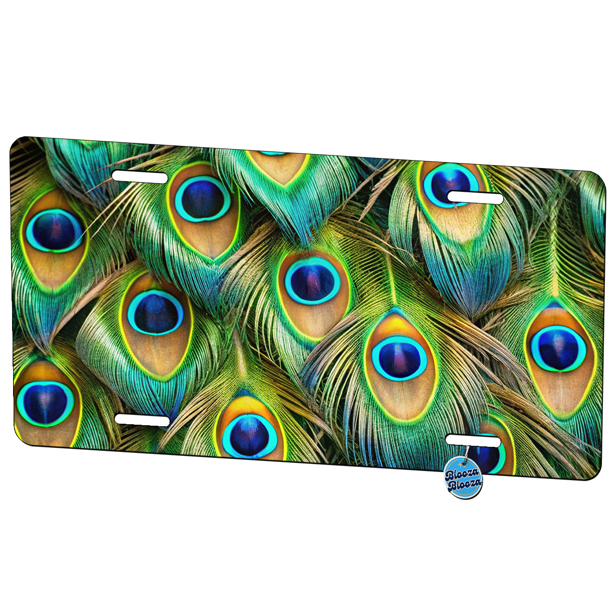 Peacock Feathers Pattern Metal Vanity Novelty Tag License Plate for Trucks Cars SUVs