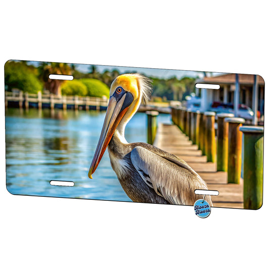 Pelican On Dock Metal Vanity Novelty Tag License Plate for Trucks Cars SUVs