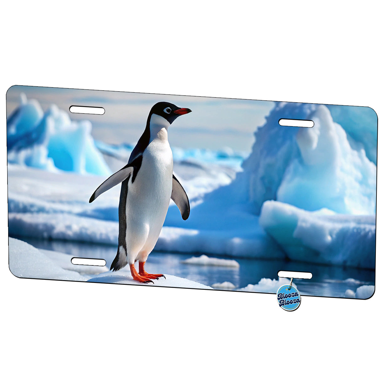 Penguin On Ice Flow Metal Vanity Novelty Tag License Plate for Trucks Cars SUVs