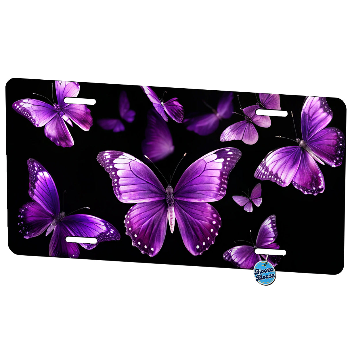 Purple Butterflies Flying Metal Vanity Novelty Tag License Plate for Trucks Cars SUVs