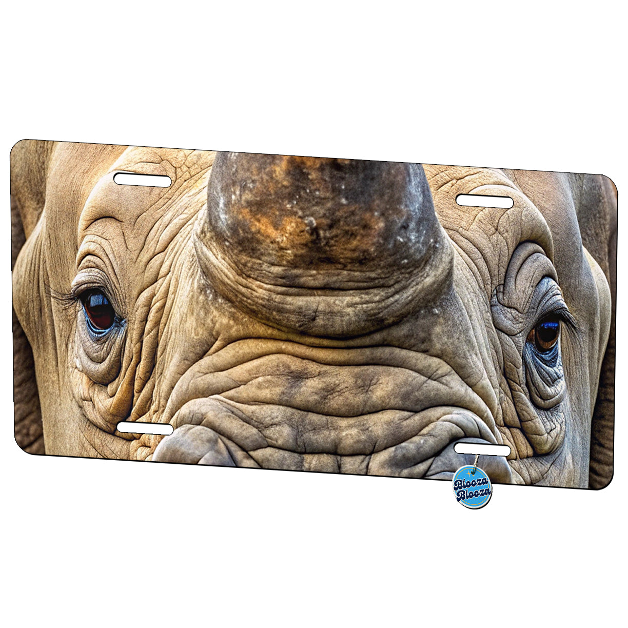 Rhinoceros Face Metal Vanity Novelty Tag License Plate for Trucks Cars SUVs