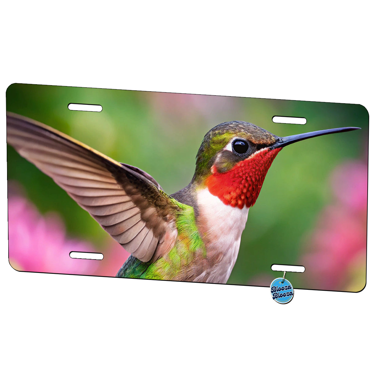 Ruby Throated Hummingbird Flying Backyard Bird Metal Vanity Novelty Tag License Plate for Trucks Cars SUVs