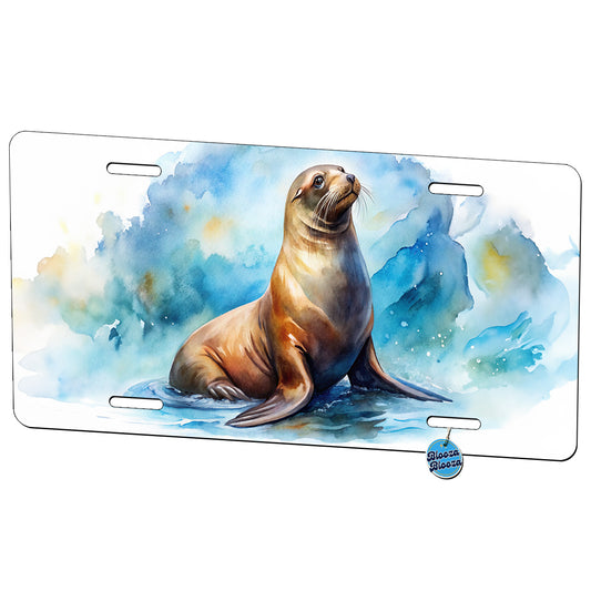 Sea Lion Watercolor Metal Vanity Novelty Tag License Plate for Trucks Cars SUVs