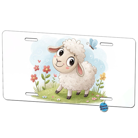 Sheep Lamb Children's Illustration Style Metal Vanity Novelty Tag License Plate for Trucks Cars SUVs