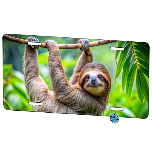 Sloth Hanging From Branch Metal Vanity Novelty Tag License Plate for Trucks Cars SUVs