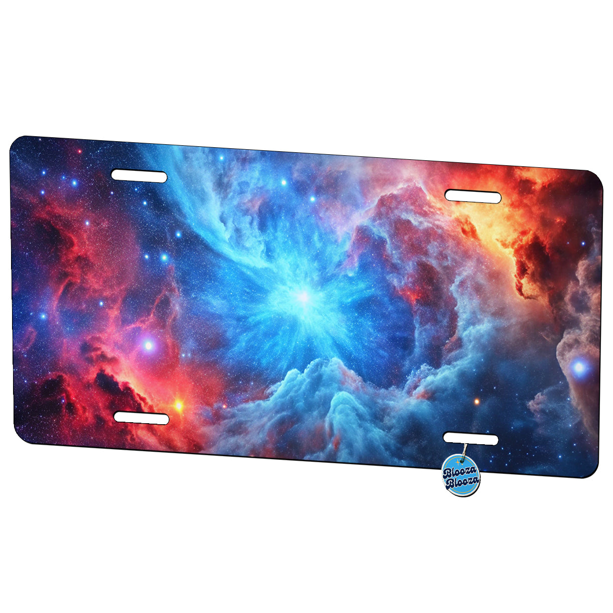 Space Galaxy Nebula Blue Red Metal Vanity Novelty Tag License Plate for Trucks Cars SUVs