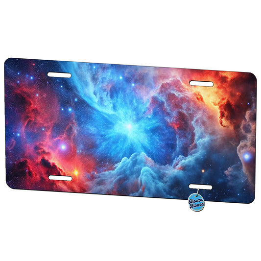 Space Galaxy Nebula Blue Red Metal Vanity Novelty Tag License Plate for Trucks Cars SUVs