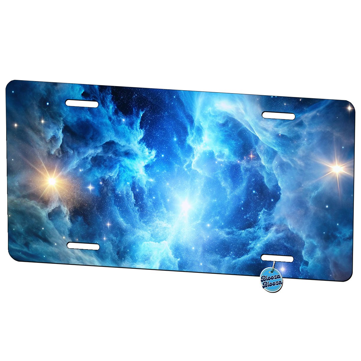Space Galaxy Nebula Blue White Metal Vanity Novelty Tag License Plate for Trucks Cars SUVs