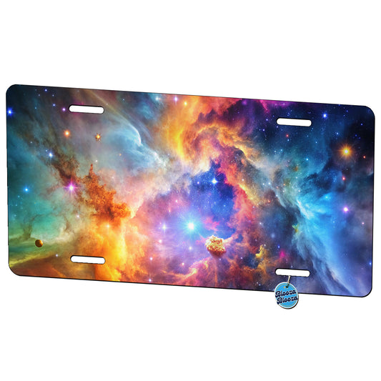 Space Galaxy Nebula Colorful Rainbow Metal Vanity Novelty Tag License Plate for Trucks Cars SUVs