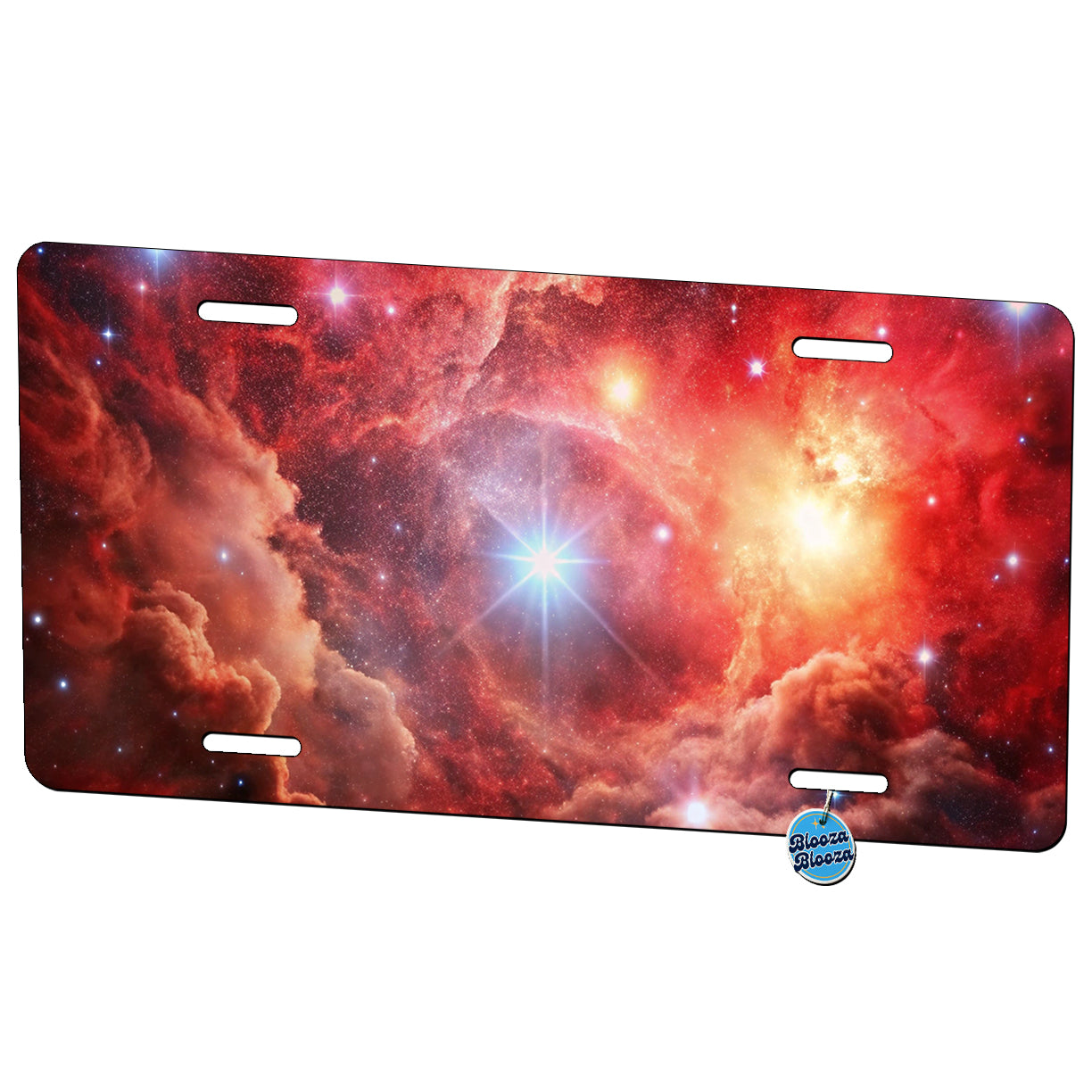 Space Galaxy Nebula Red Metal Vanity Novelty Tag License Plate for Trucks Cars SUVs