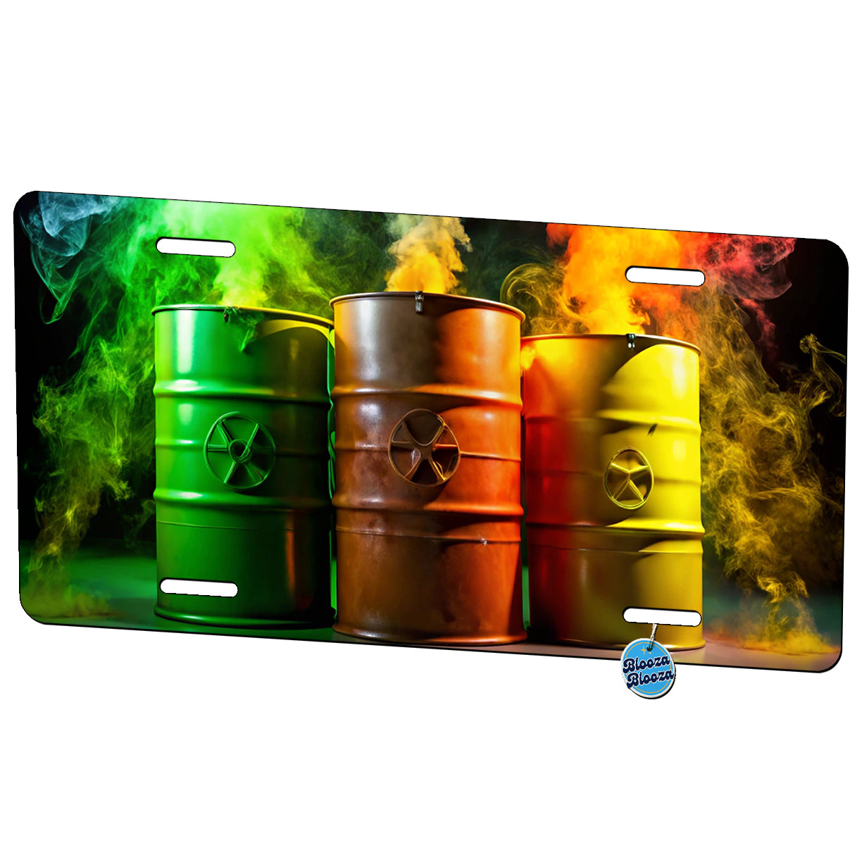 Toxic Waste Barrels Metal Vanity Novelty Tag License Plate for Trucks Cars SUVs