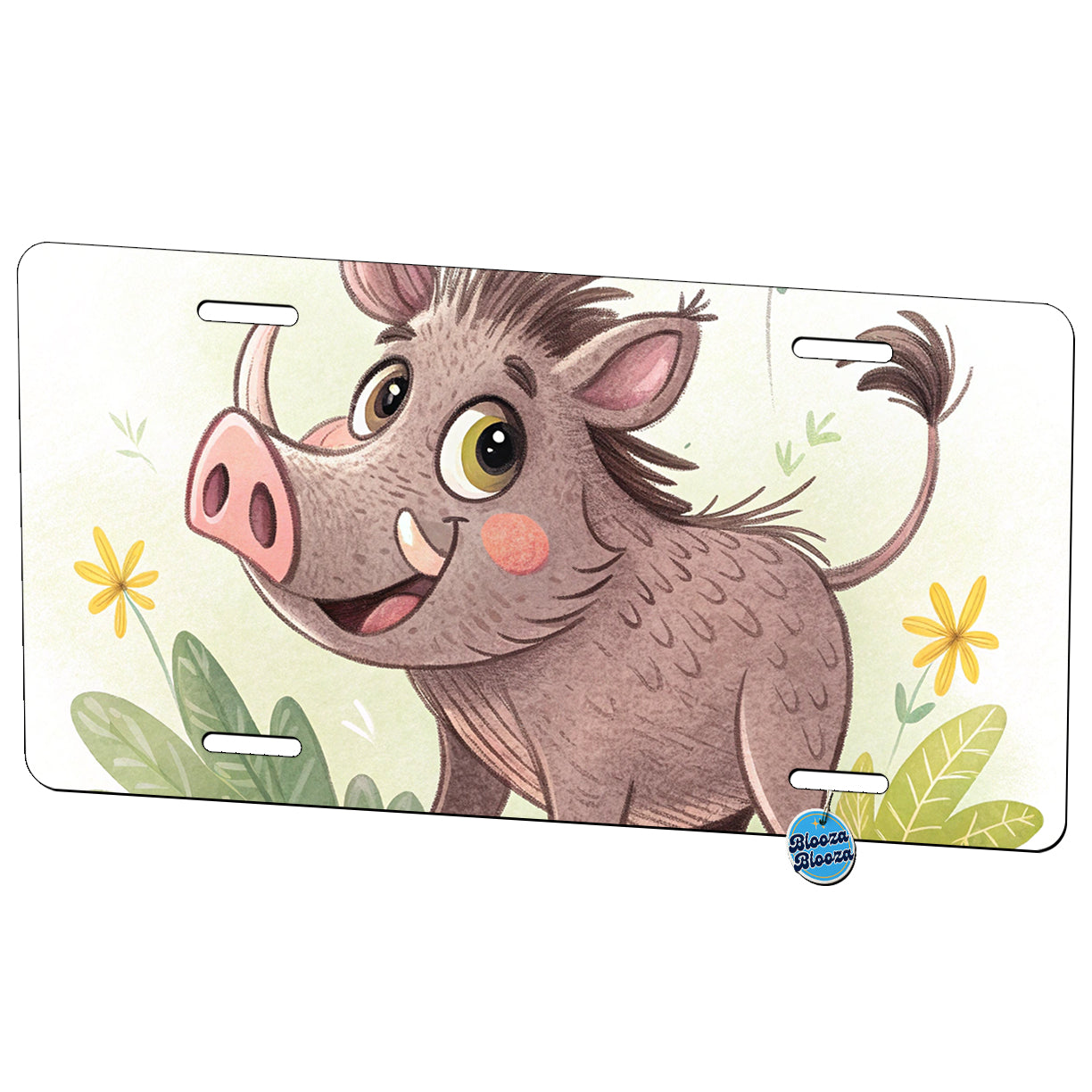 Warthog Children's Illustration Style Metal Vanity Novelty Tag License Plate for Trucks Cars SUVs