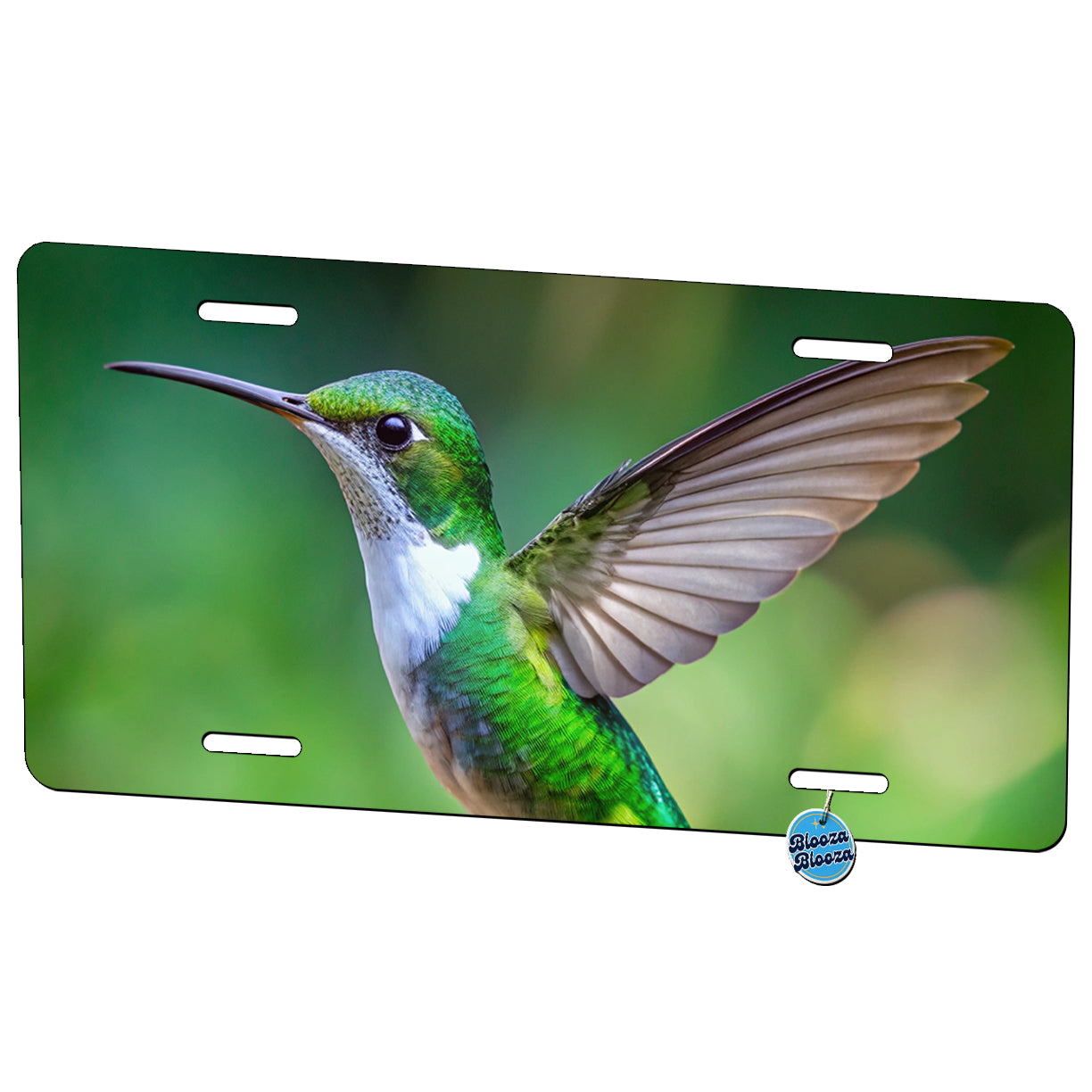 White Chested Emerald Hummingbird Backyard Bird Metal Vanity Novelty Tag License Plate for Trucks Cars SUVs