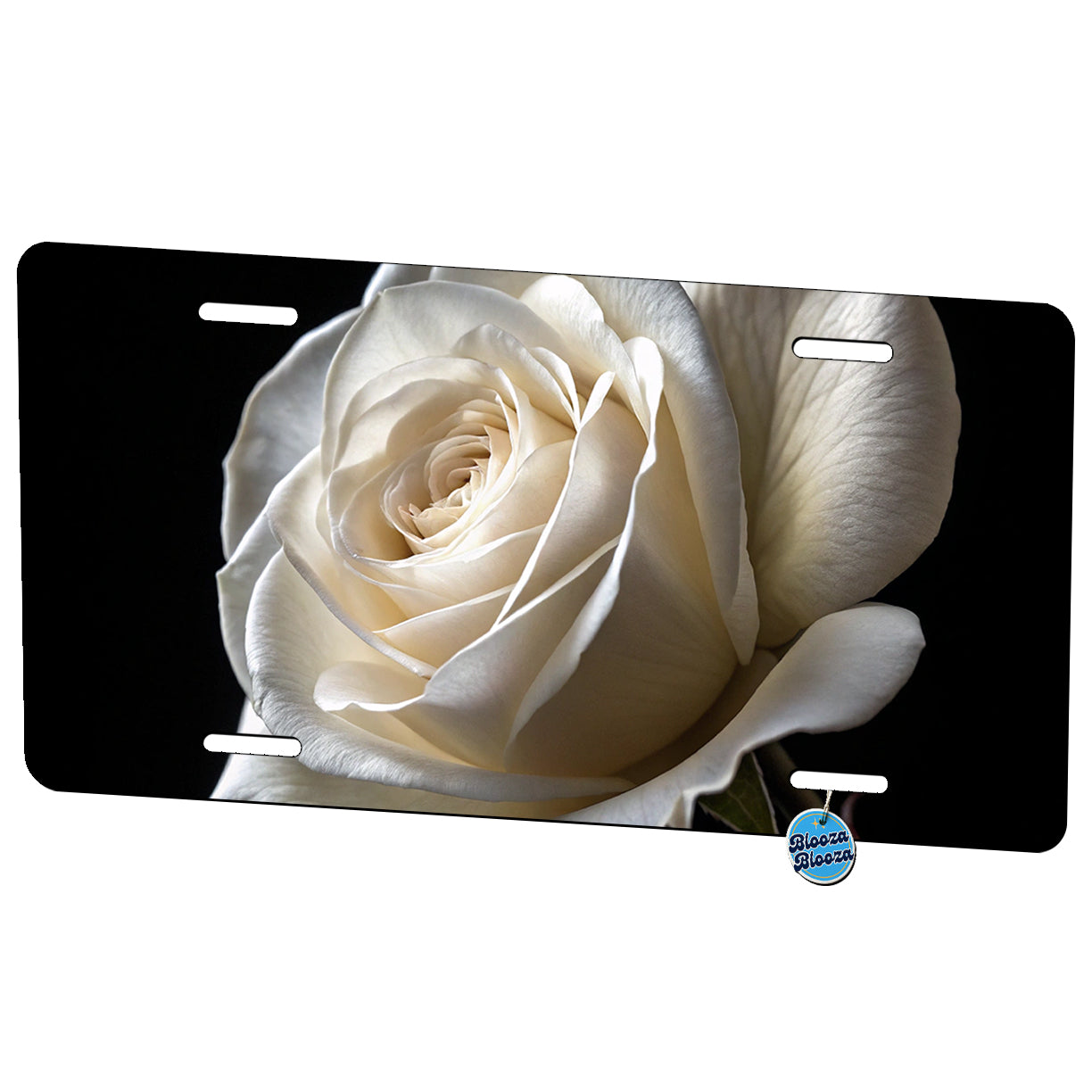 White Rose Metal Vanity Novelty Tag License Plate for Trucks Cars SUVs