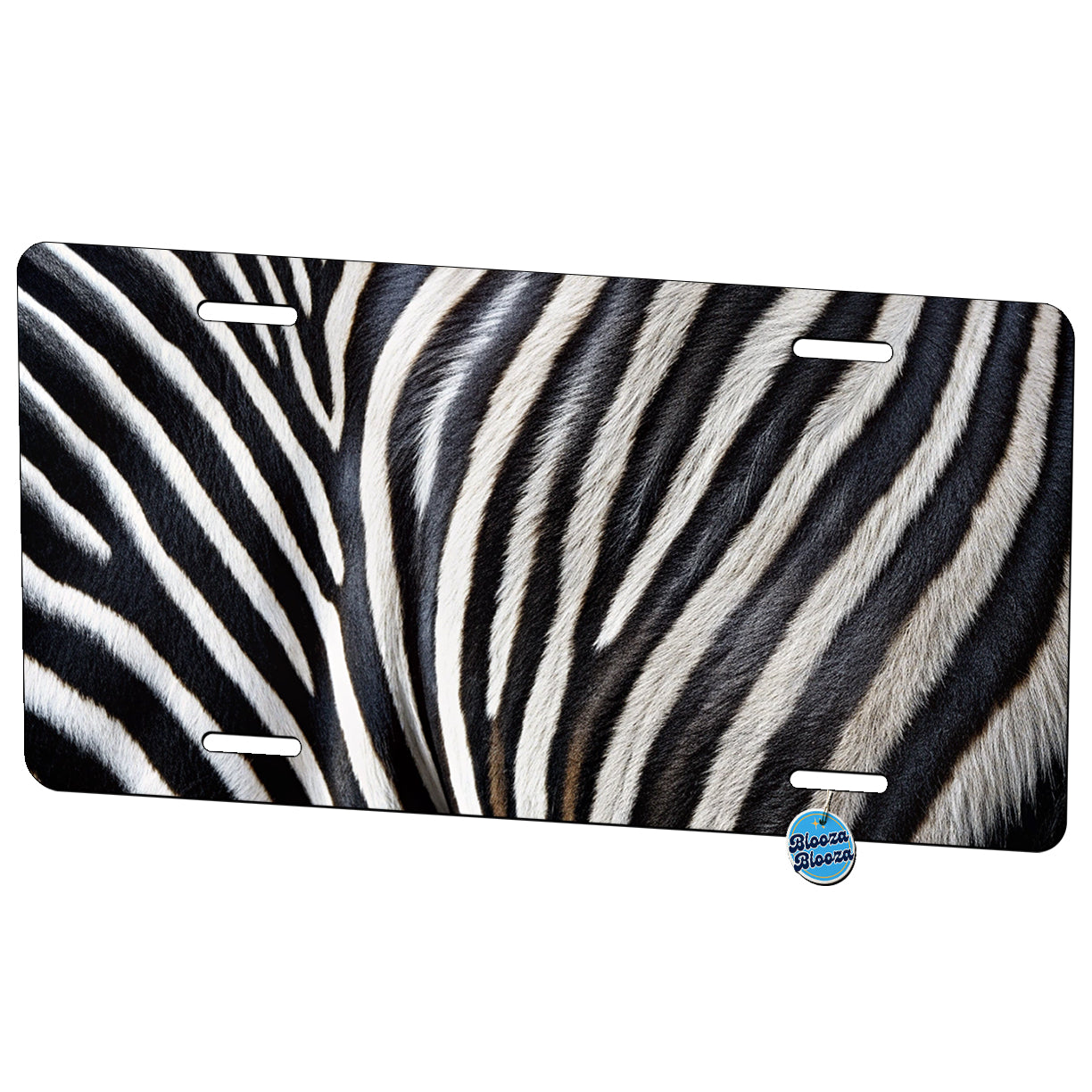 Zebra Black and White Stripes Pattern Metal Vanity Novelty Tag License Plate for Trucks Cars SUVs