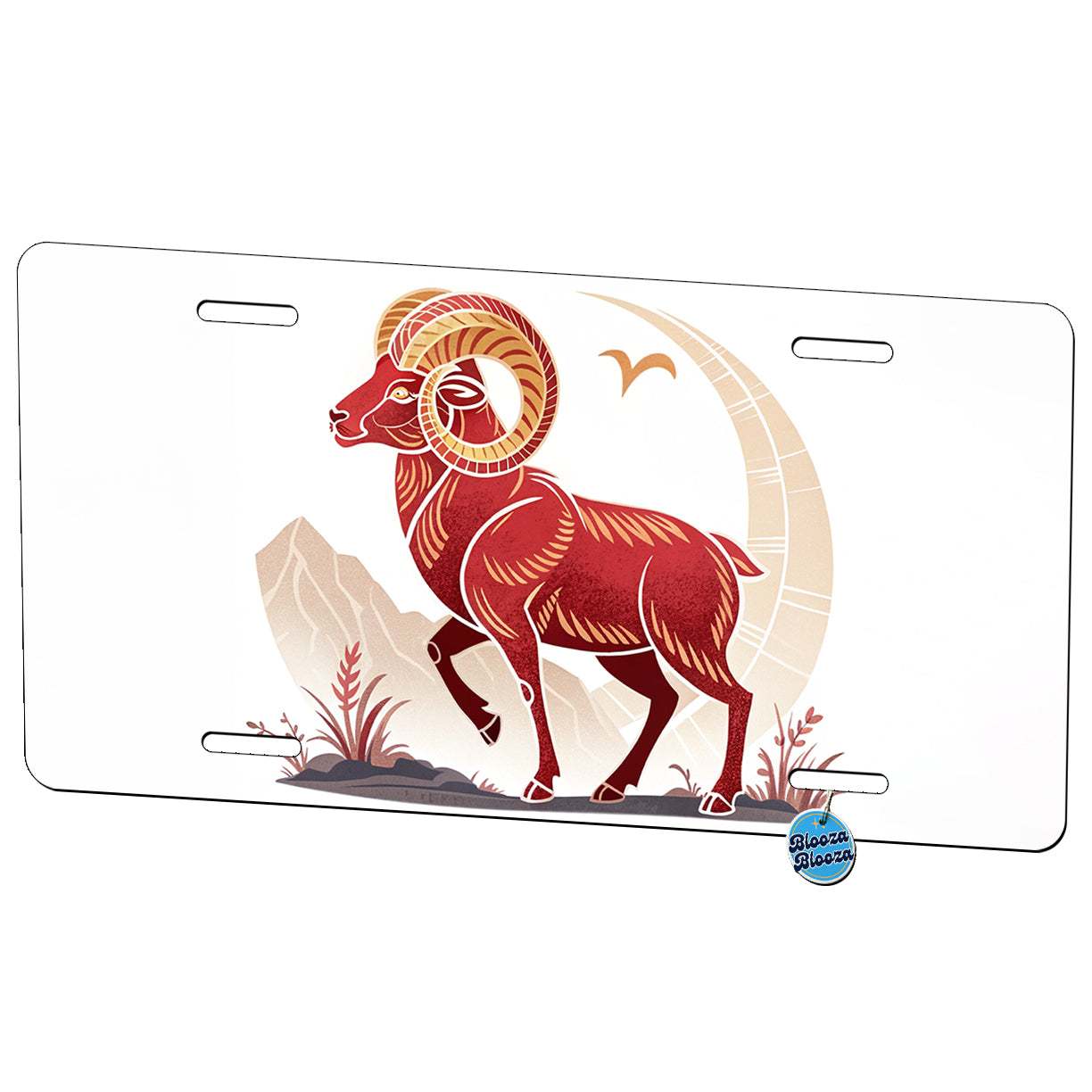 Zodiac Horoscope Symbol Aries Ram Metal Vanity Novelty Tag License Plate for Trucks Cars SUVs