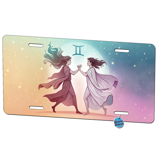 Zodiac Horoscope Symbol Gemini Twins Metal Vanity Novelty Tag License Plate for Trucks Cars SUVs