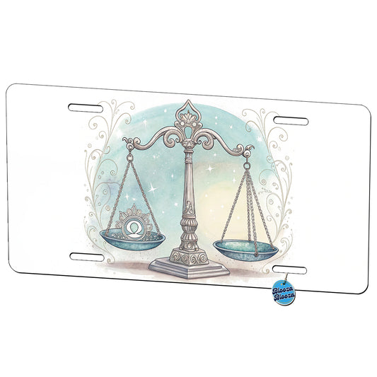 Zodiac Horoscope Symbol Libra Scales Metal Vanity Novelty Tag License Plate for Trucks Cars SUVs