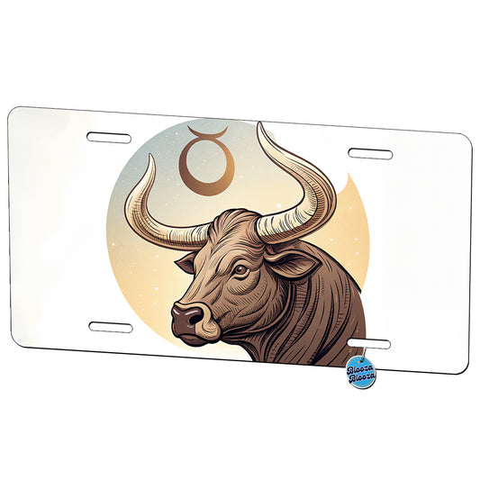 Zodiac Horoscope Symbol Taurus Bull Metal Vanity Novelty Tag License Plate for Trucks Cars SUVs