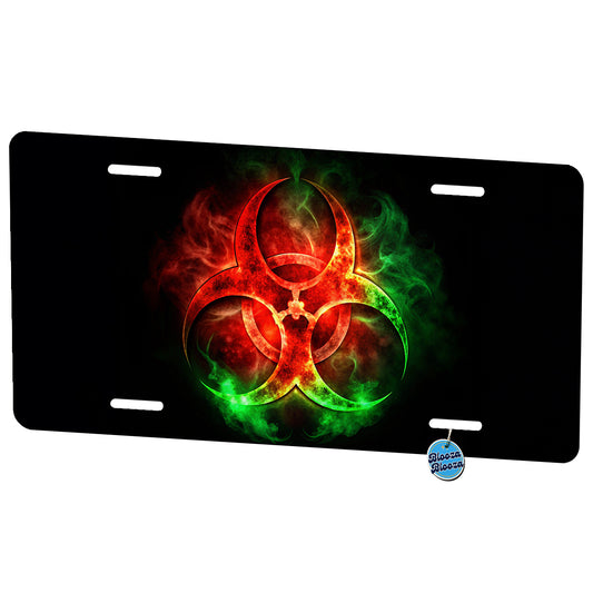 Zombie Outbreak Symbol With Red Green Toxic Gasses Metal Vanity Novelty Tag License Plate for Trucks Cars SUVs