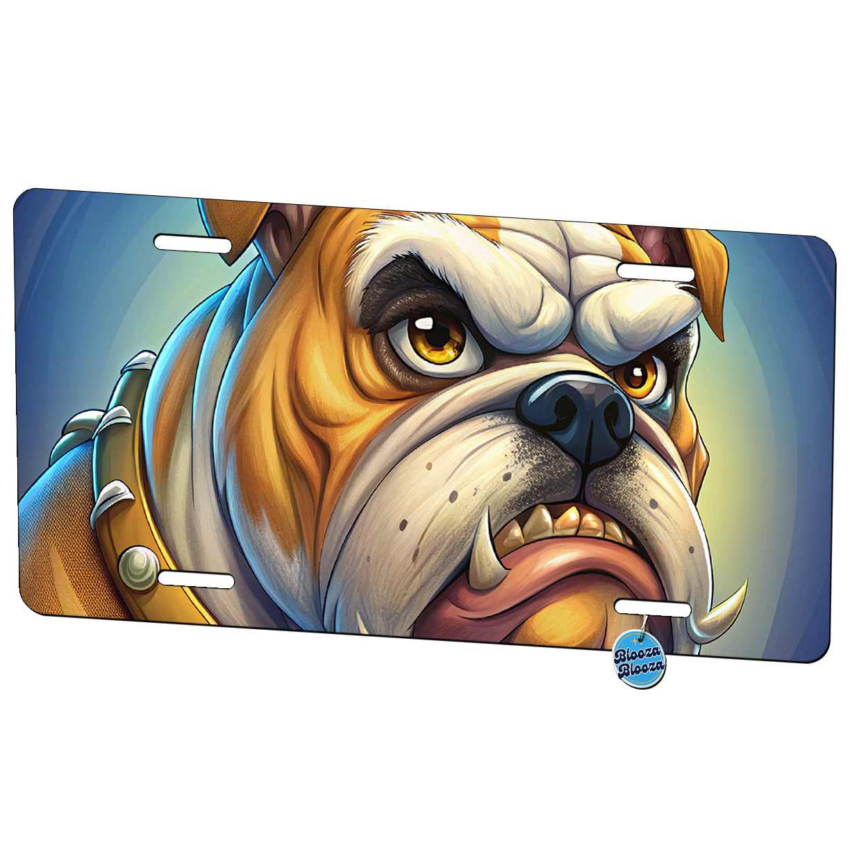 Angry Mad Bulldog Face School Mascot Metal Vanity Novelty Tag License Plate for Trucks Cars SUVs