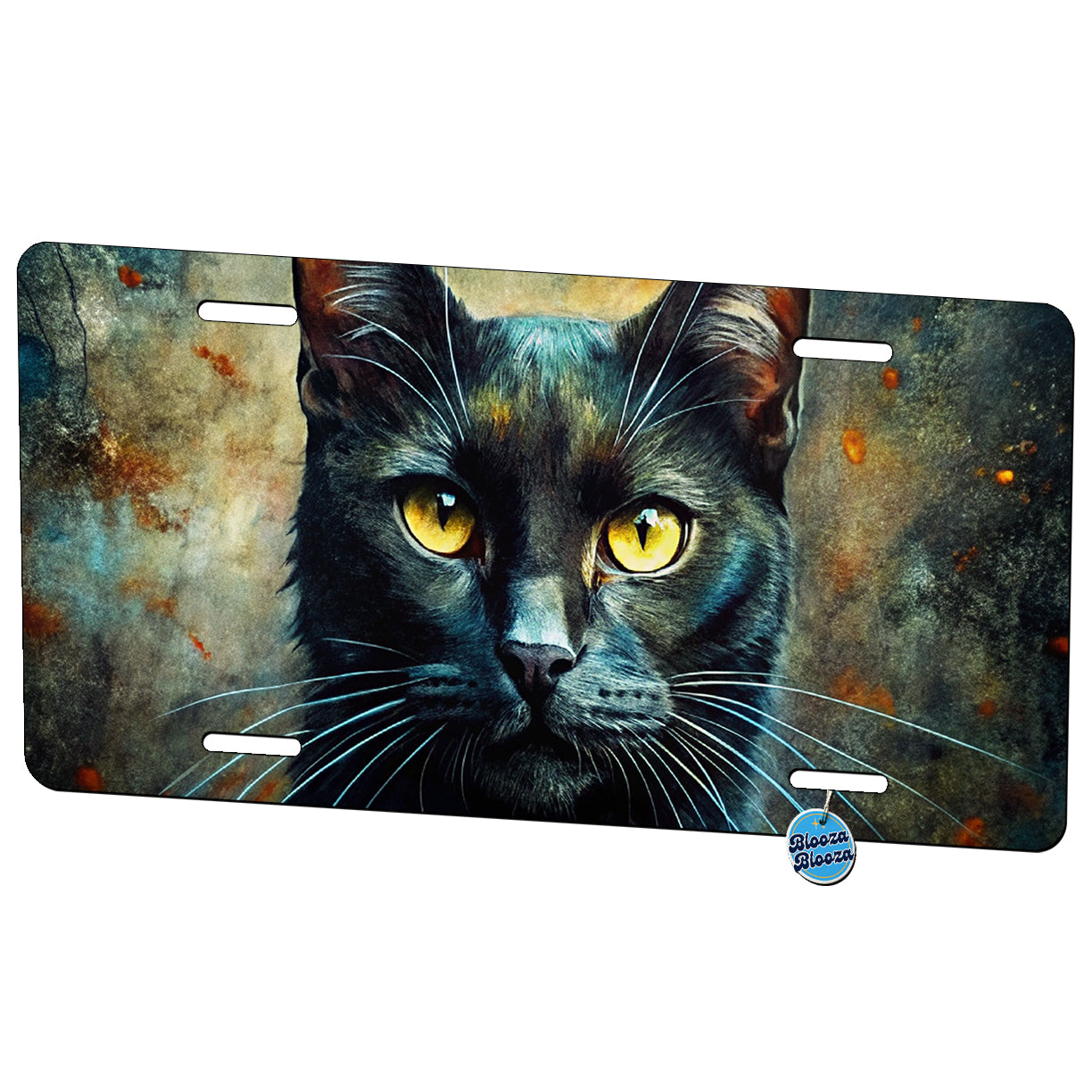 Black Cat Abstract Art Metal Vanity Novelty Tag License Plate for Trucks Cars SUVs