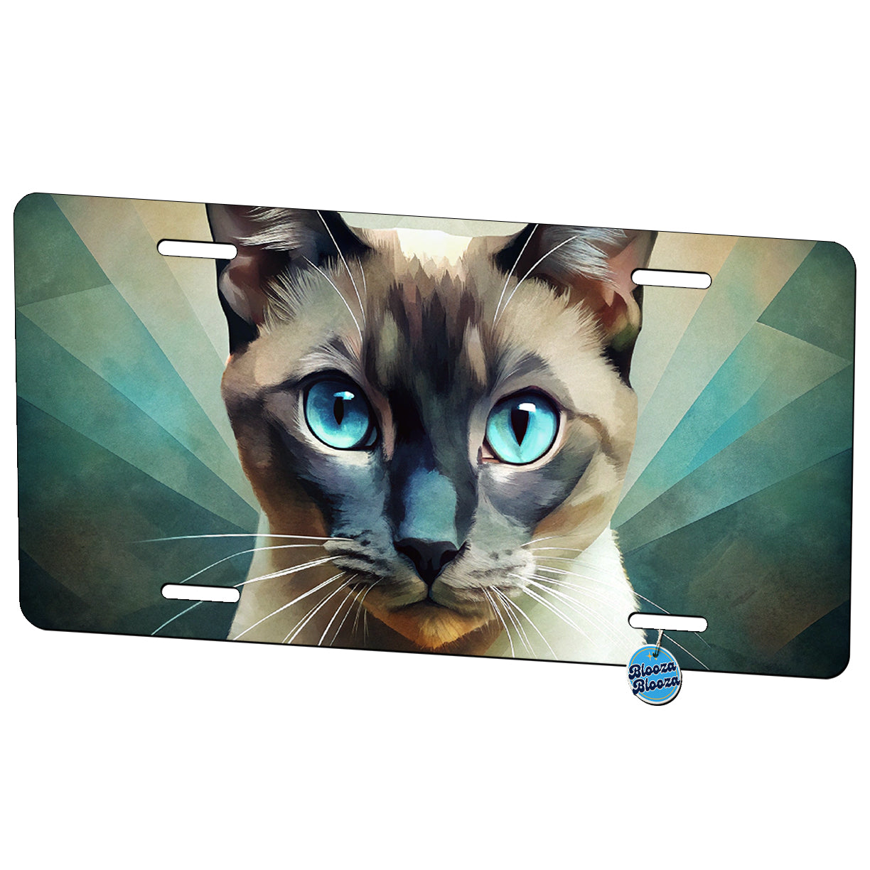 Siamese Cat Abstract Stylized Art Metal Vanity Novelty Tag License Plate for Trucks Cars SUVs