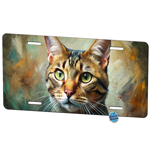 Tabby Cat Expressionism Art Metal Vanity Novelty Tag License Plate for Trucks Cars SUVs