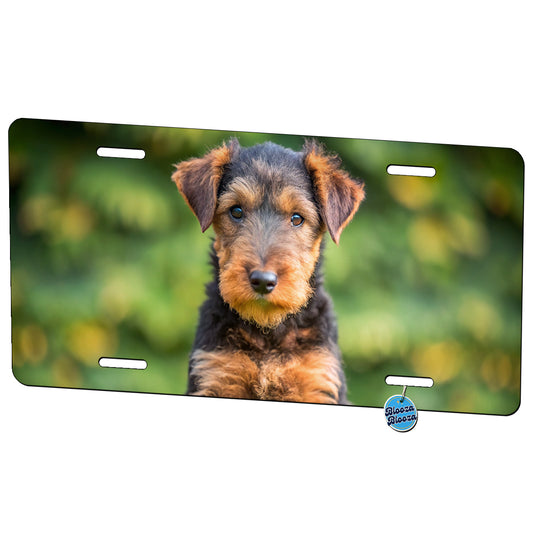 Airedale Terrier Dog Puppy Photo Metal Vanity Novelty Tag License Plate for Trucks Cars SUVs