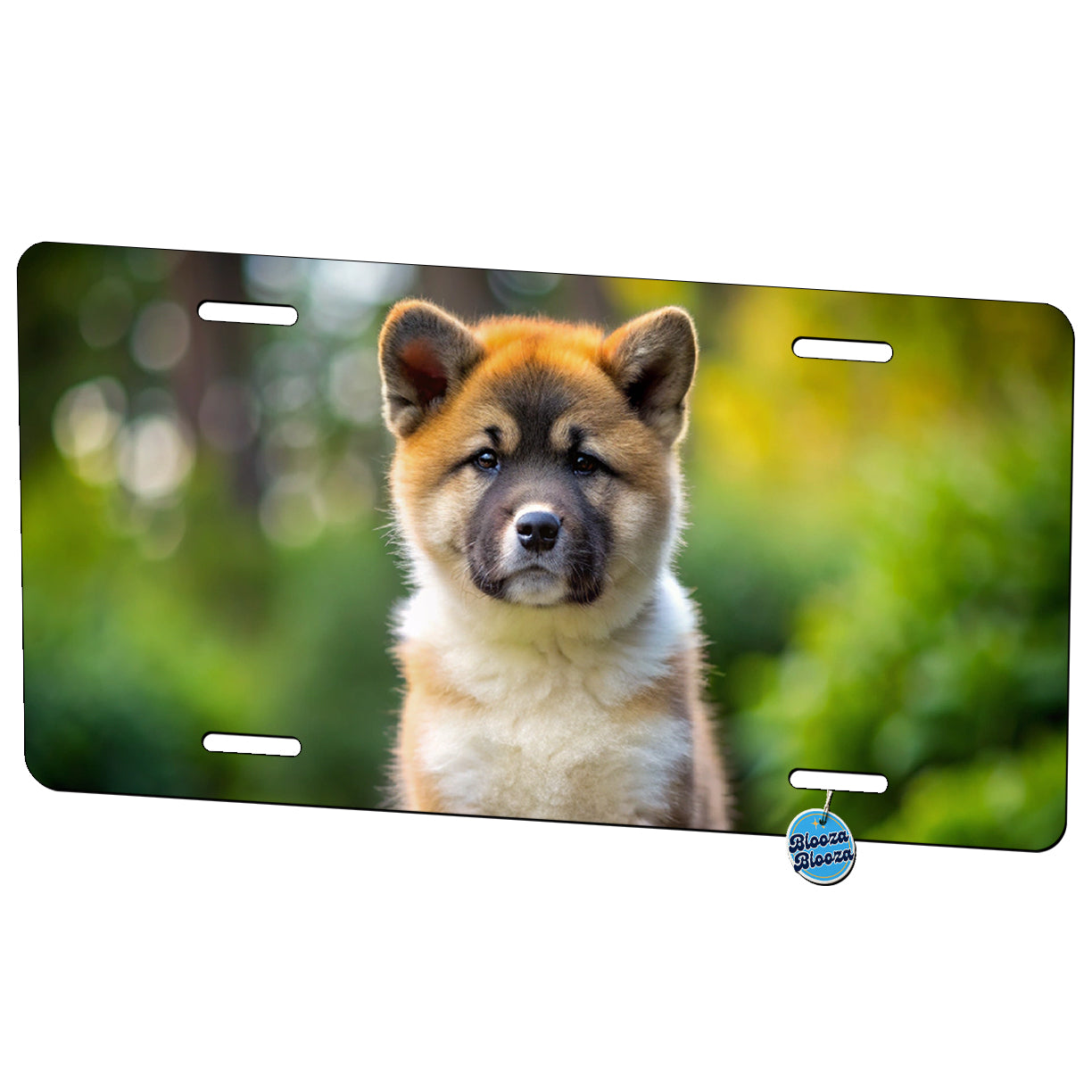 Akita Dog Puppy Photo Metal Vanity Novelty Tag License Plate for Trucks Cars SUVs