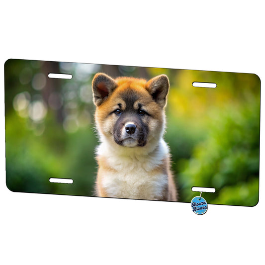 Akita Dog Puppy Photo Metal Vanity Novelty Tag License Plate for Trucks Cars SUVs