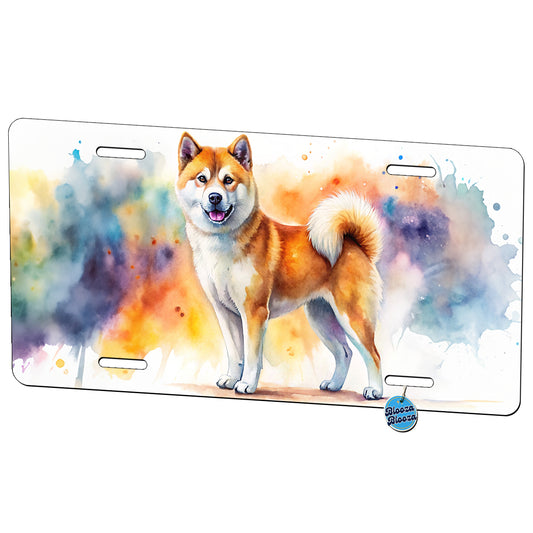 Akita Dog Watercolor Style Metal Vanity Novelty Tag License Plate for Trucks Cars SUVs