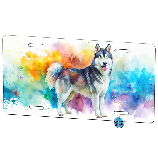 Alaskan Malamute Dog Watercolor Style Metal Vanity Novelty Tag License Plate for Trucks Cars SUVs
