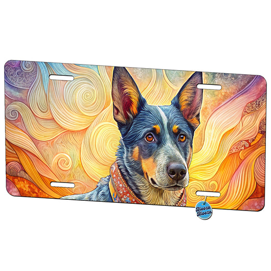 Australian Cattle Dog French Bohemian Art Metal Vanity Novelty Tag License Plate for Trucks Cars SUVs