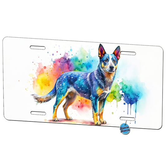 Australian Cattle Dog Watercolor Style Metal Vanity Novelty Tag License Plate for Trucks Cars SUVs
