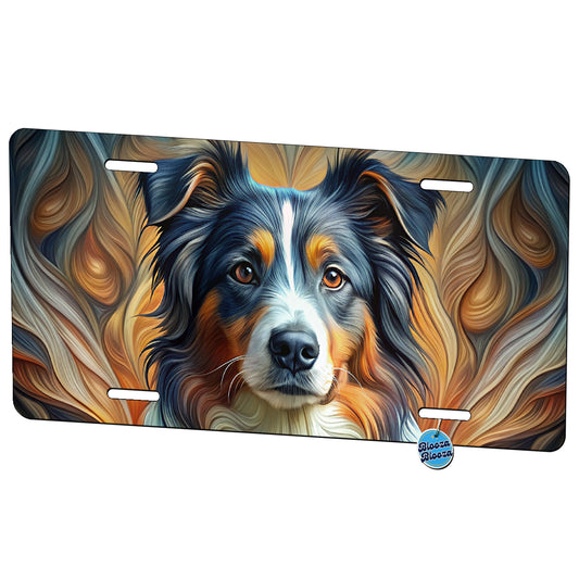 Australian Shepherd Dog Abstract Art Metal Vanity Novelty Tag License Plate for Trucks Cars SUVs