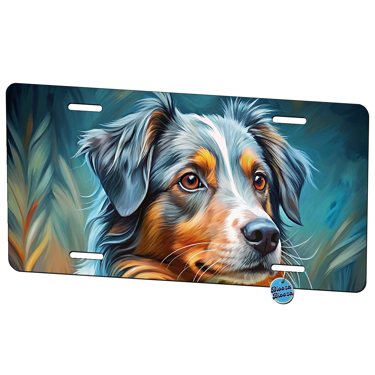 Australian Shepherd Dog Expressionism Art Metal Vanity Novelty Tag License Plate for Trucks Cars SUVs