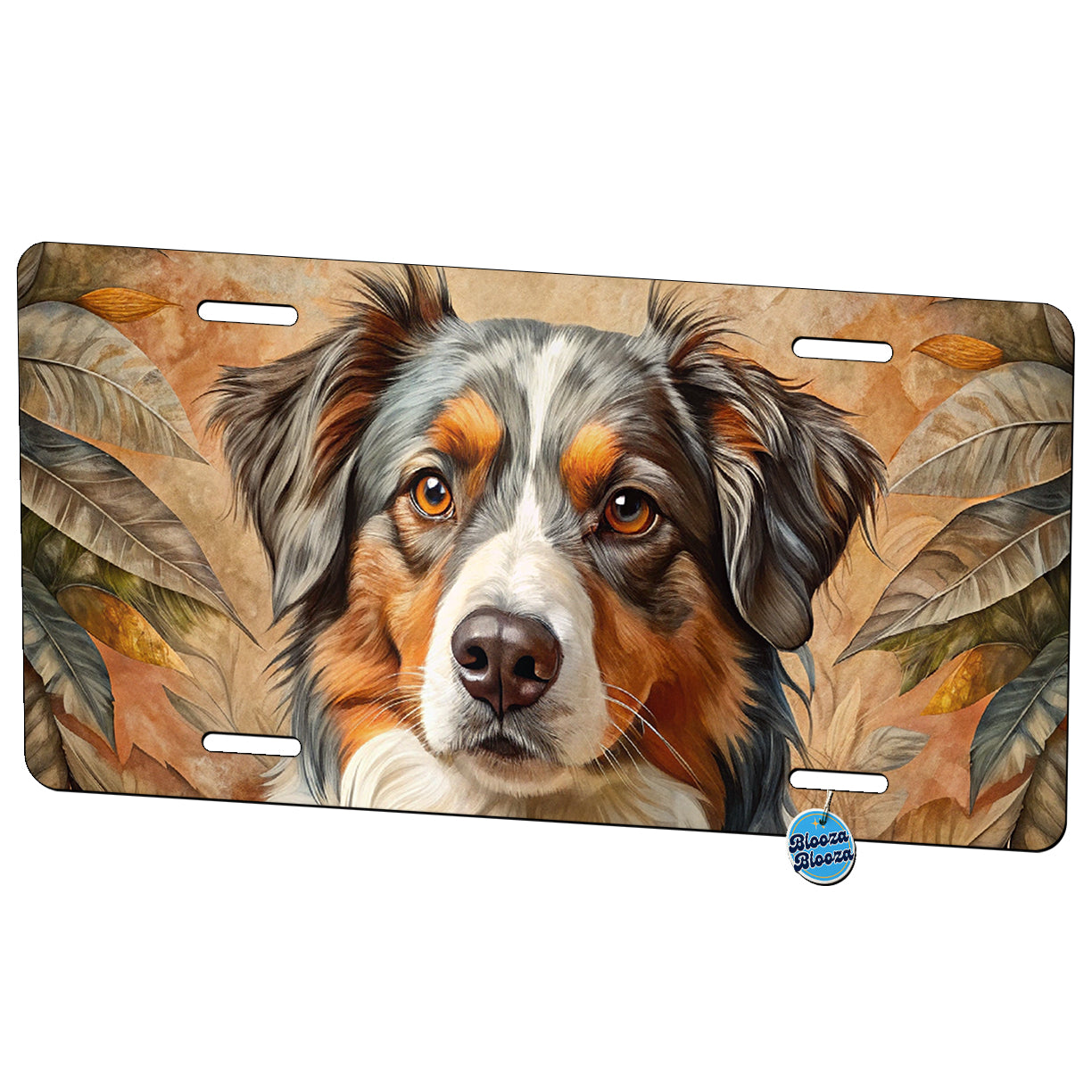 Australian Shepherd Dog French Bohemian Art Metal Vanity Novelty Tag License Plate for Trucks Cars SUVs
