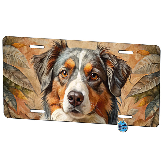 Australian Shepherd Dog French Bohemian Art Metal Vanity Novelty Tag License Plate for Trucks Cars SUVs