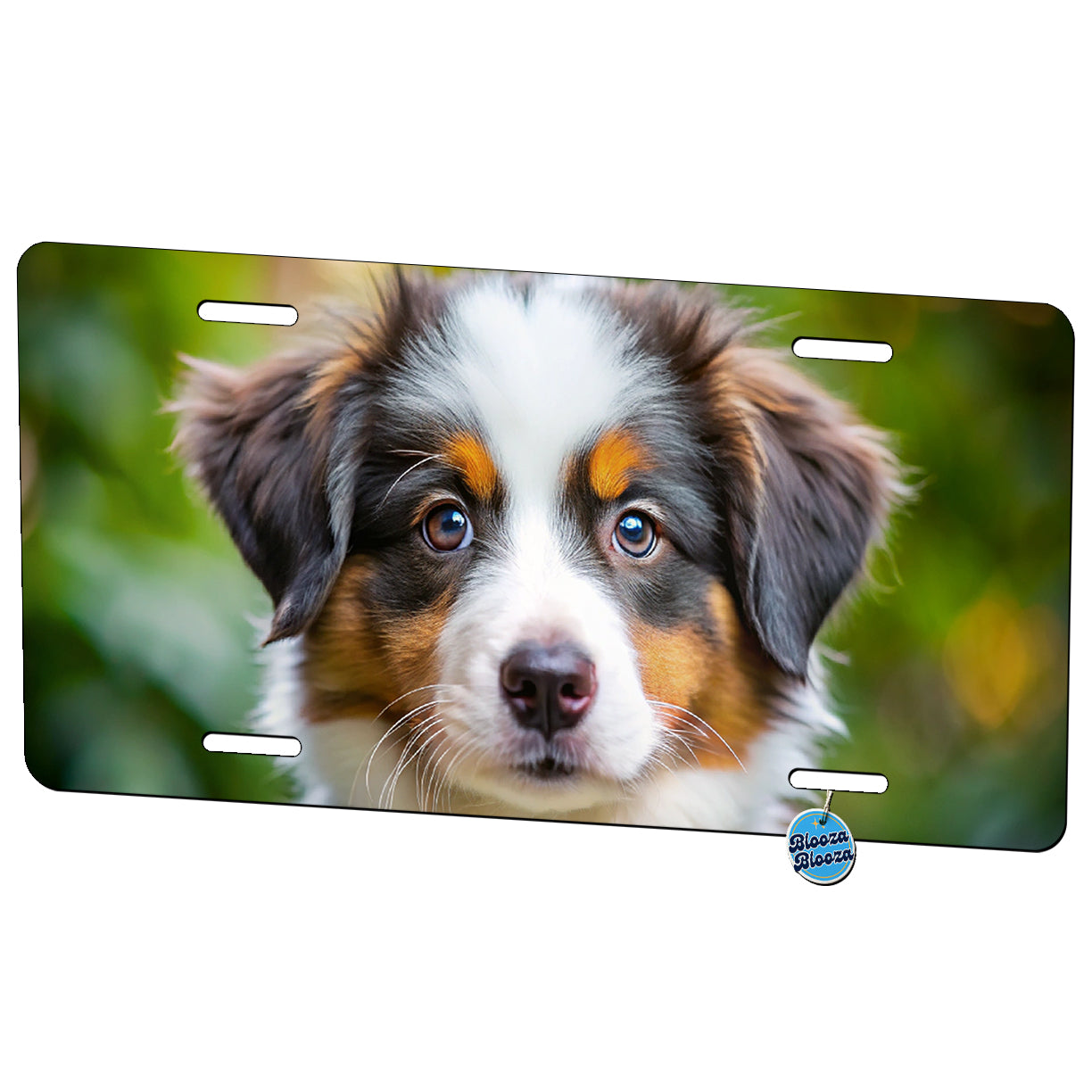 Australian Shepherd Dog Puppy Photo Metal Vanity Novelty Tag License Plate for Trucks Cars SUVs