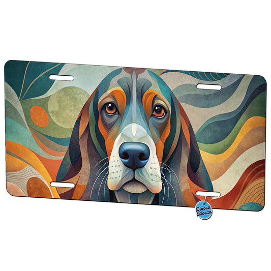 Basset Hound Dog Abstract Stylized Art Metal Vanity Novelty Tag License Plate for Trucks Cars SUVs
