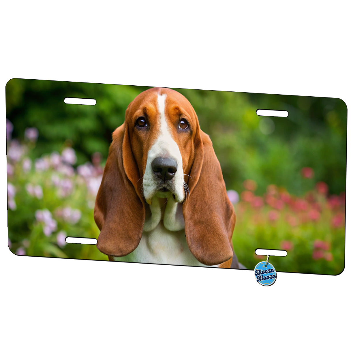 Basset Hound Dog Photo Metal Vanity Novelty Tag License Plate for Trucks Cars SUVs