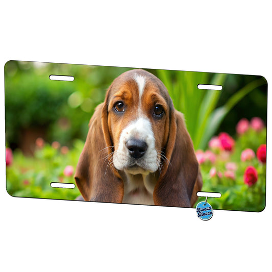 Basset Hound Dog Puppy Photo Metal Vanity Novelty Tag License Plate for Trucks Cars SUVs