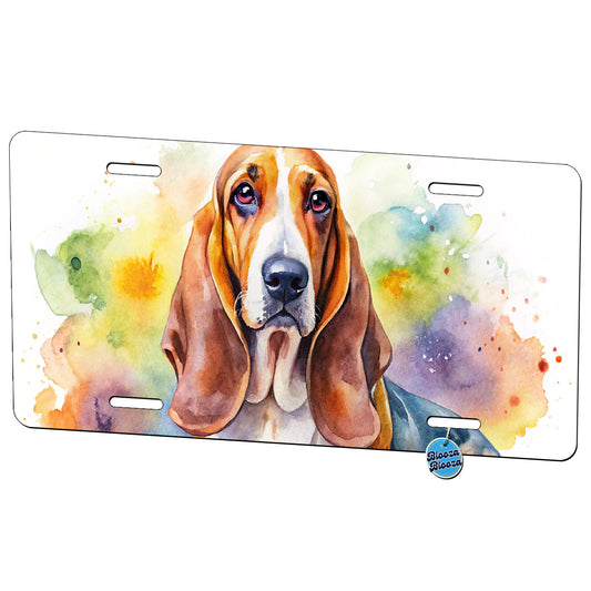 Basset Hound Dog Watercolor Style Metal Vanity Novelty Tag License Plate for Trucks Cars SUVs