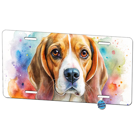 Beagle Dog Watercolor Style Metal Vanity Novelty Tag License Plate for Trucks Cars SUVs