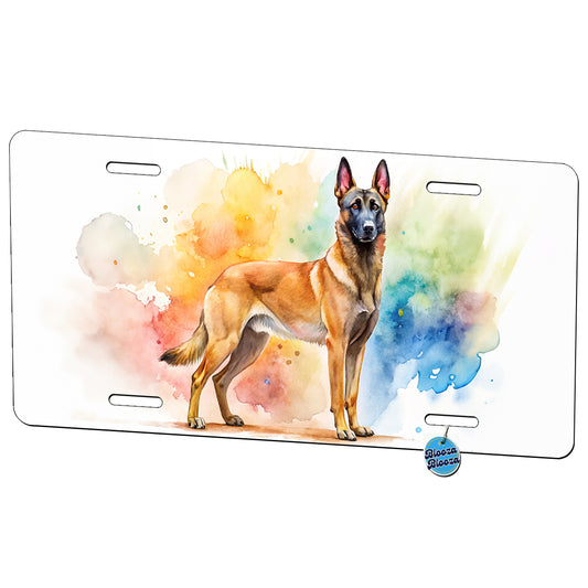 Belgian Malinois Dog Watercolor Style Metal Vanity Novelty Tag License Plate for Trucks Cars SUVs