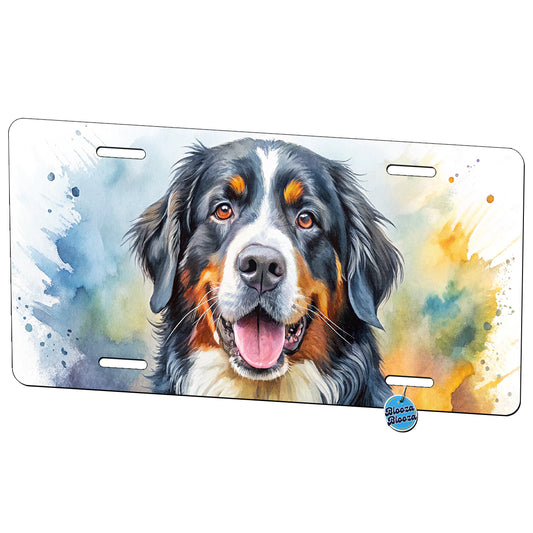 Bernese Mountain Dog Watercolor Style Metal Vanity Novelty Tag License Plate for Trucks Cars SUVs