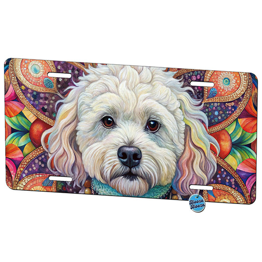 Bichon Frise Dog Bohemian Art Metal Vanity Novelty Tag License Plate for Trucks Cars SUVs