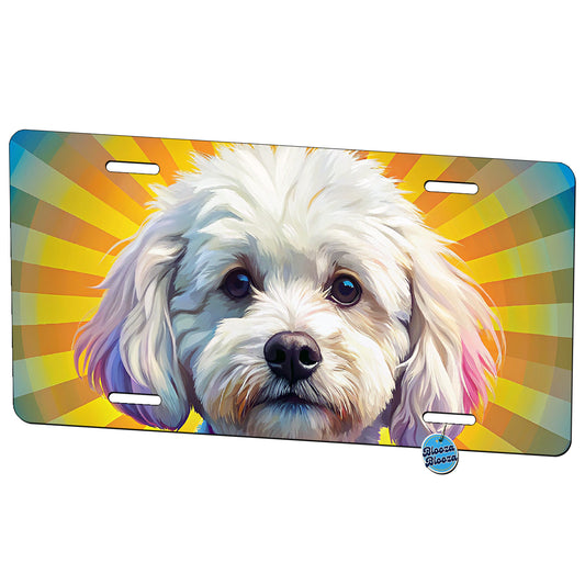 Bichon Frise Dog Pop Art Metal Vanity Novelty Tag License Plate for Trucks Cars SUVs